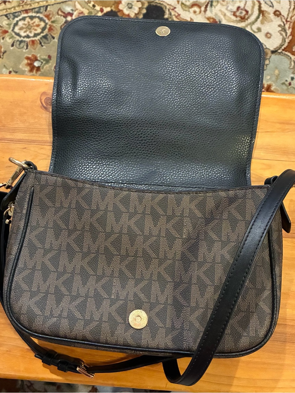 Michael Kors Brown and Black MK Logo Crossbody Bag
